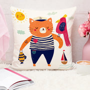 Animal Printed Cotton Canvas Decorative Cushion Cover , Set of 5